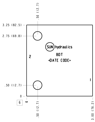 BDT Sun Hydraulics Port 3 connected to port 2 Line mount manifold drawing