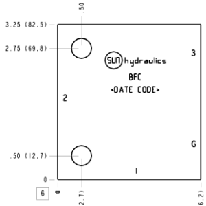 BFC Sun Hydraulics Ninety degree with gauge port Line mount manifold drawing