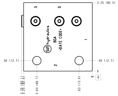 BGA Sun Hydraulics Ninety degree with shuttle Line mount manifold drawing