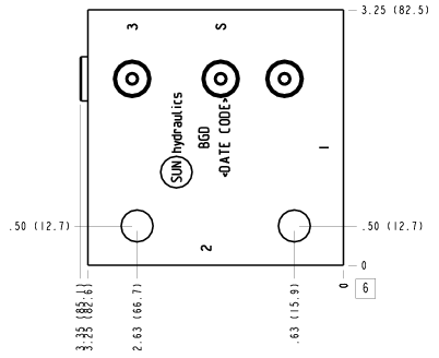 BGD Sun Hydraulics Ninety degree with shuttle Line mount manifold drawing