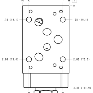 BJ2 Sun Hydraulics ISO 05 - X&Y: Reducer on A with reverse flow check Sandwich manifold drawing