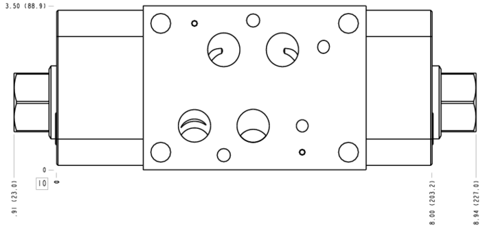 BK9 Sun Hydraulics ISO 07: Reducer on A and B with reverse flow check Sandwich manifold drawing