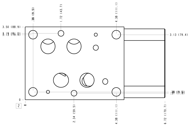 BKM Sun Hydraulics ISO 07: On B, port 3 to A Sandwich manifold drawing