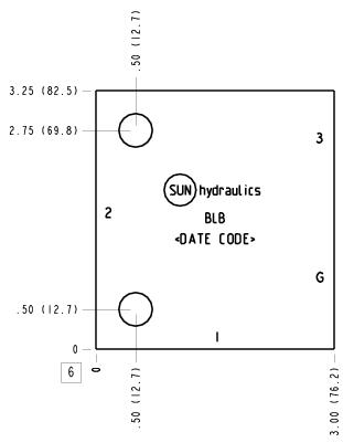 BLB Sun Hydraulics Ninety degree with high capacity port 3 and gauge port Line mount manifold drawing