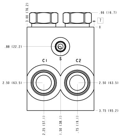 BQL – Cushion lock with make up checks and shuttle – BQL_7B BQL Sun Hydraulics Cushion lock with make up checks and shuttle Line mount manifold drawing