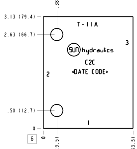 C2C Sun Hydraulics Ninety degree with high capacity port 3, accepts standard and weatherized coils Line mount manifold drawing