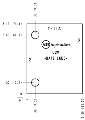 C2V Sun Hydraulics Ninety degree with high capacity port 3, accepts standard and weatherized coils Line mount manifold drawing
