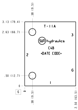 C4B Sun Hydraulics Ninety degree with gauge port, accepts standard and weatherized coils Line mount manifold drawing