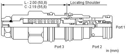 CABK-LHN Sun Hydraulics Counterbalance Valve – installation dimensions drawing, cavity T-11A