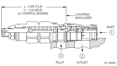 CACA-LHN Sun Hydraulics Counterbalance Valve – installation dimensions drawing, cavity T-11A
