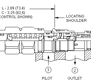 CACK-LHN Sun Hydraulics Counterbalance Valve – installation dimensions drawing, cavity T-11A