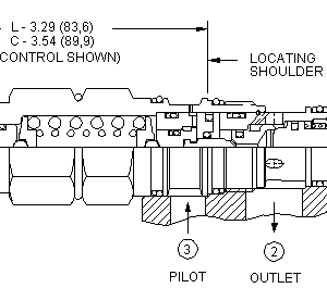 CAEK-LHN Sun Hydraulics Counterbalance Valve – installation dimensions drawing, cavity T-2A