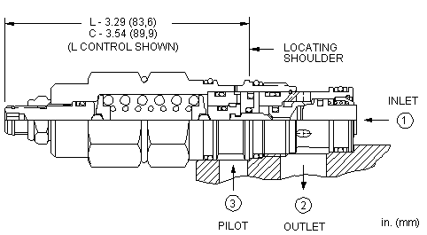 CAEK-LHN Sun Hydraulics Counterbalance Valve – installation dimensions drawing, cavity T-2A