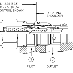 CBDD-LJN Sun Hydraulics Counterbalance Valve – installation dimensions drawing, cavity T-2A