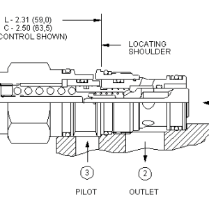 CBEG-LJN Sun Hydraulics Counterbalance Valve – installation dimensions drawing, cavity T-2A
