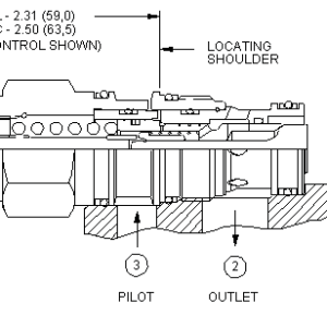 CBEY-LHN Sun Hydraulics Counterbalance Valve – installation dimensions drawing, cavity T-2A