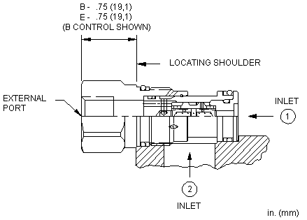 CDAA-BBN Sun Hydraulics Shuttle Valve – installation dimensions drawing, cavity T-13A