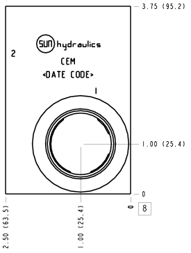 CEM Sun Hydraulics Through port with gauge port Line mount manifold drawing