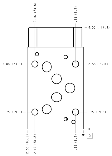 CJA Sun Hydraulics ISO 05 - X&Y: A to T Sandwich manifold drawing