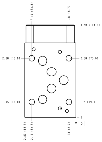 CJB Sun Hydraulics ISO 05 - X&Y: B to T Sandwich manifold drawing