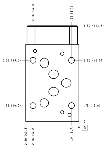 CJP Sun Hydraulics ISO 05 - X&Y: P to T Sandwich manifold drawing