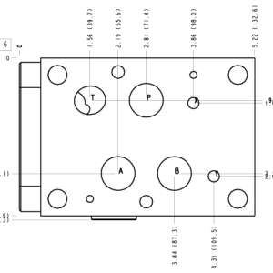 CKA Sun Hydraulics ISO 07: A to T with gage port Sandwich manifold drawing