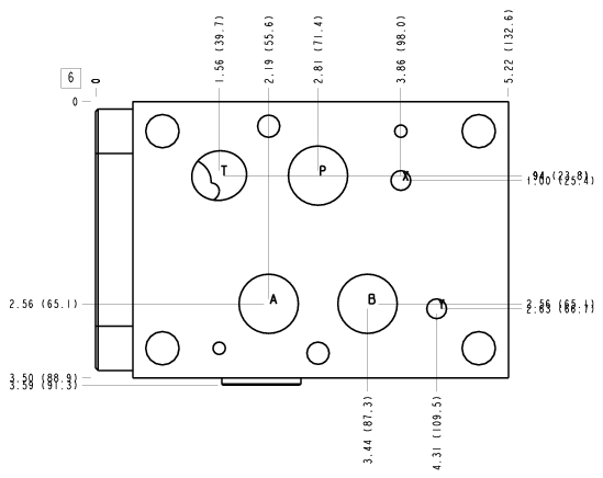CKA Sun Hydraulics ISO 07: A to T with gage port Sandwich manifold drawing