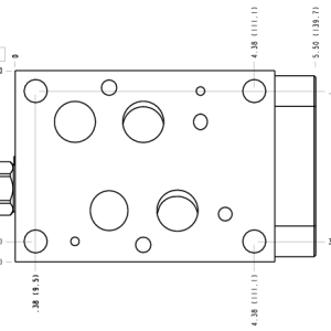 CKC Sun Hydraulics ISO 07: Meter in with restrictive compensator and LS shuttle Sandwich manifold drawing