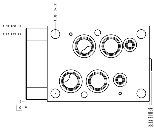 CKD Sun Hydraulics ISO 07: A to T with gage port Sandwich manifold drawing