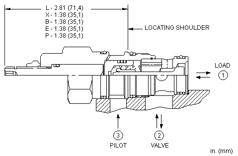 CKEB-XCN Sun Hydraulics Check Valve – installation dimensions drawing, cavity T-2A