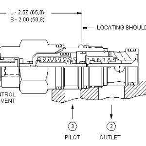 CKEV-XCN Sun Hydraulics Check Valve – installation dimensions drawing, cavity T-2A