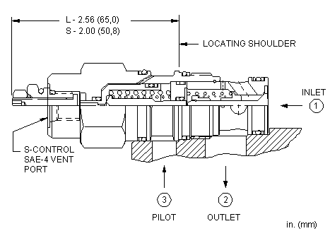 CKEV-XCN Sun Hydraulics Check Valve – installation dimensions drawing, cavity T-2A