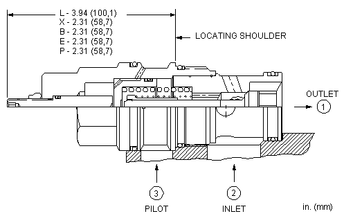 CKID-XCN Sun Hydraulics Check Valve – installation dimensions drawing, cavity T-19A