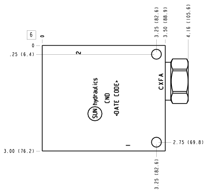 CND Sun Hydraulics Ninety degree with reverse flow check Line mount manifold drawing
