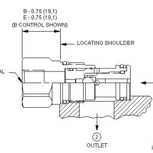 CSAC-BXN Sun Hydraulics Shuttle Valve – installation dimensions drawing, cavity T-13A