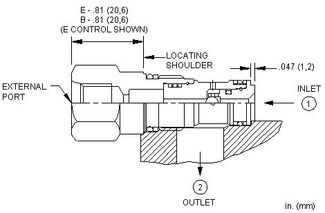 CSAY-BXN Sun Hydraulics Shuttle Valve – installation dimensions drawing, cavity T-162A