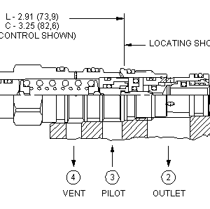 CWCK-LHN Sun Hydraulics Counterbalance Valve – installation dimensions drawing, cavity T-21A