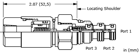 DBAH-BCN Sun Hydraulics 3-way Valve – installation dimensions drawing, cavity T-9A