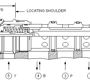 DCFF-XXN Sun Hydraulics 4-way Valve – installation dimensions drawing, cavity T-64A