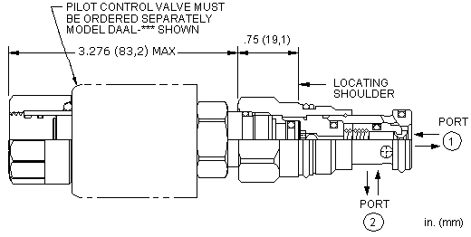 DFCA8-DN Sun Hydraulics 2-way Valve – installation dimensions drawing, cavity T-13A