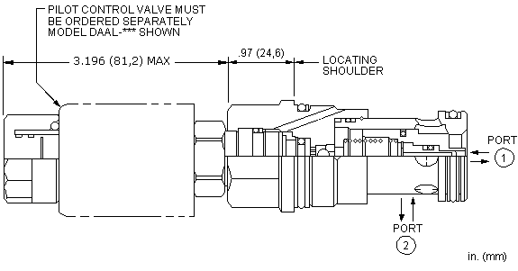 DFEA8-DN Sun Hydraulics 2-way Valve – installation dimensions drawing, cavity T-16A