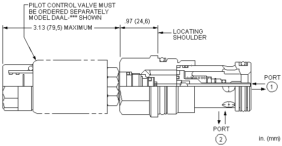 DFEB8-DN Sun Hydraulics 2-way Valve – installation dimensions drawing, cavity T-16A