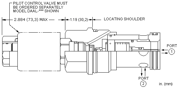 DFFA8-DN Sun Hydraulics 2-way Valve – installation dimensions drawing, cavity T-18A