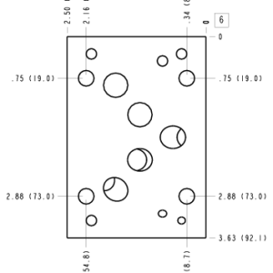 DJS Sun Hydraulics ISO 05 - X&Y: A to B or B to A Sandwich manifold drawing