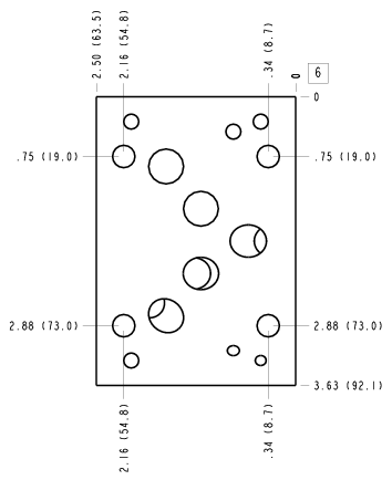 DJS Sun Hydraulics ISO 05 - X&Y: A to B or B to A Sandwich manifold drawing