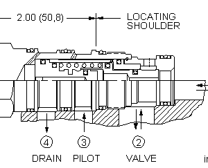 DKFR-XHN Sun Hydraulics Logic Element Valve – installation dimensions drawing, cavity T-22A