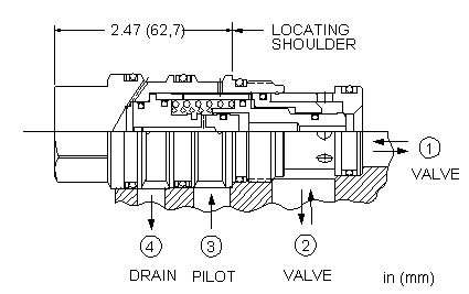 DKHR-XHN Sun Hydraulics Logic Element Valve – installation dimensions drawing, cavity T-23A