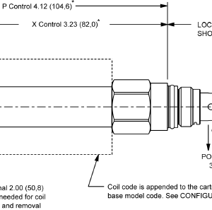 DMBF-XAN Sun Hydraulics 3-way Valve – installation dimensions drawing, cavity T-150A