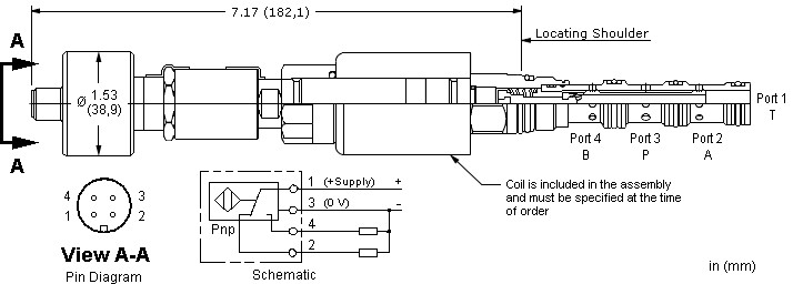 DNCAZ-XN224 Sun Hydraulics 4-way Valve – installation dimensions drawing, cavity T-31A