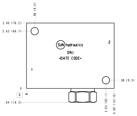 DNJ Sun Hydraulics Ninety degree with reverse flow check Line mount manifold drawing